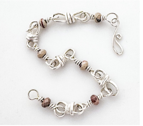 Links and Wire Sterling Silver Bracelet 13+