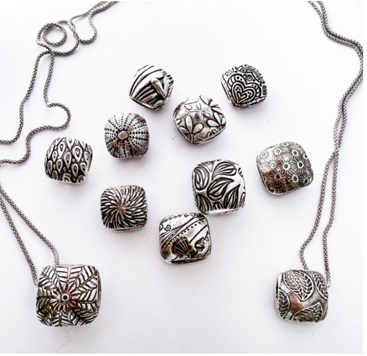 Puffy 2-sided Pendant In Sterling Silver 13+