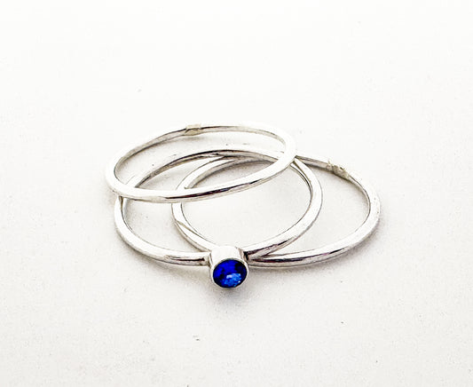 Set Stone in Skinny Rings 13+