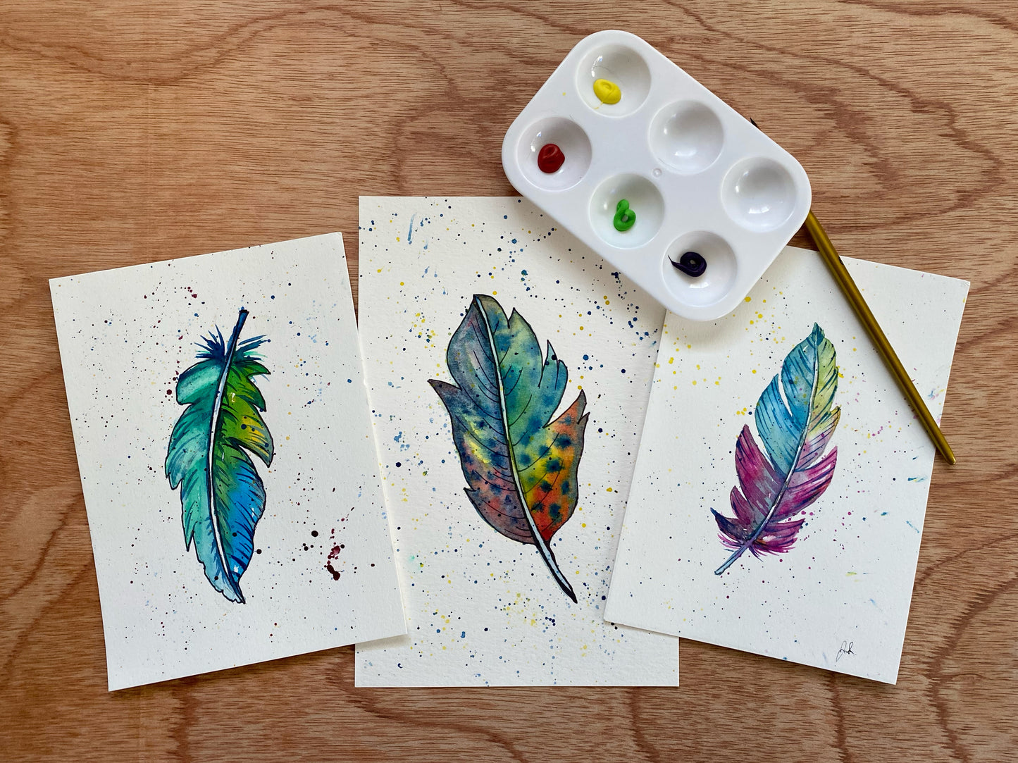 Watercolor Feathers 12+