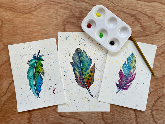 Watercolor Feathers 12+